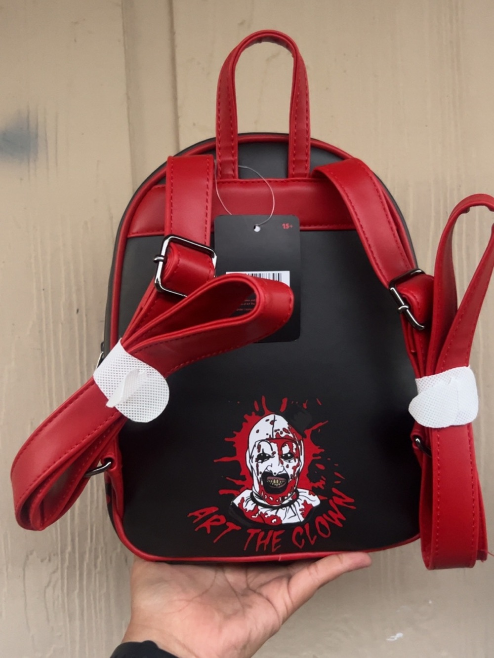 Mini Horror Graphic Backpack in Black & Red - Picture 2 of 4
